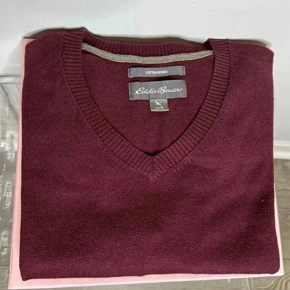 Eddie Bauer V- Neck Burgundy Sweater - Picture 8 of 8